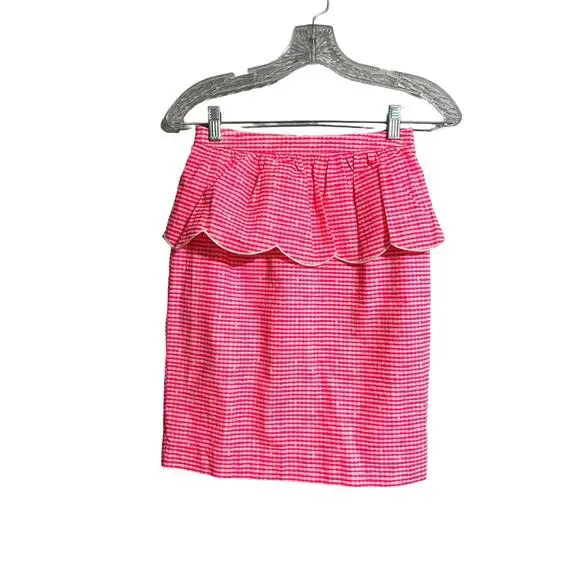 Lilly Pulitzer Thyme Skirt Fiesta Pink Pretty Gingham  0 NWT - Picture 2 of 7